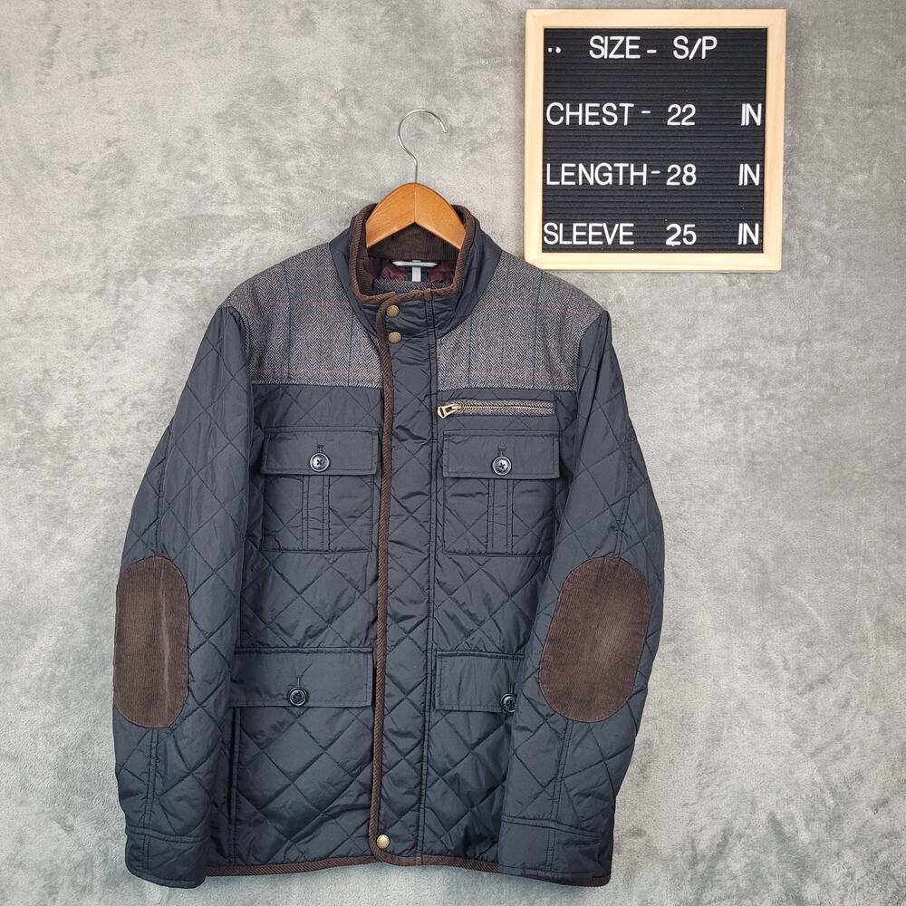 Cole Haan Men’s Small Quilted Field Jacket Herringbone Elbow Patch Heritage - Picture 10 of 10